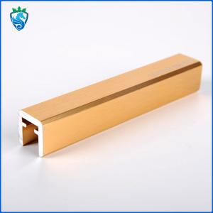 China Golden Glass Aluminum Profile For Stairs Section Handrail Card Slot Anti Fingerprint supplier