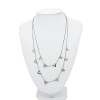 China Letter Fashion Jewelry Necklaces Silver Double Chains Steel Color Hiphop Style on sale