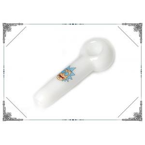 Rick / Morty Glass Smoking Pipe White Color Smoking Spoon Pipe Pocket For Tobacco