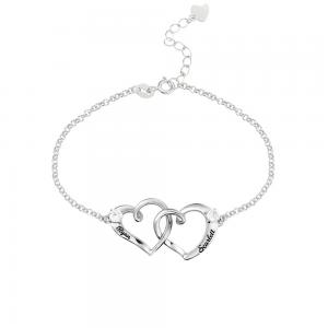 1.9X1.7cm 0.35oz Double Heart Ankle Bracelet unisex Engraved Name Bracelet ODM