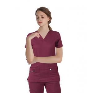 180 GSM Spandex Short Sleeve L Women Plain Woven Scrubs Medical Uniform Wrinkle-free