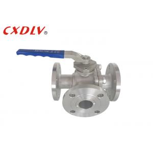 Full Bore SS 3 Way Flanged Ball Valve T /  L Port Floating Valve