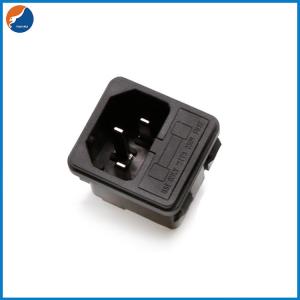 China R14-C-1GB1 Electrical 3 pIN C14 250VAC 10A Power Socket Two In One Socket With Fuse Holder supplier