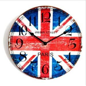 China Retro Vintage Quartz Wall Clock Modern Home Decor MDF Wooden Wall Clock supplier