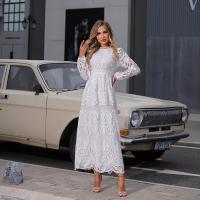 China Embroidered Long Sleeve Lace Maxi Dress Plain Pattern For Wedding on sale