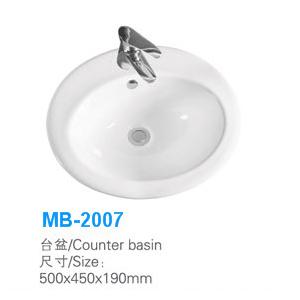 China Porcelain Above Counter Wash Basin Sizes In Inches Round Wash basin MB-2007 supplier