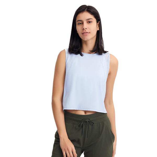 Back Open Mesh Womens Mock Neck Sleeveless Tops Stretchable
