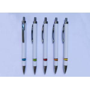 Metal Clip Plastic Promotional Pen in white color with customized logo or silk printing
