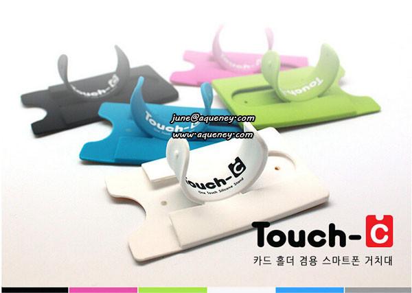 Factory price colorful touch-c phone stand with card pouch,smart wallet with phone stand