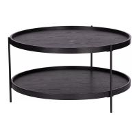 China Modern Apartment Wooden Iron Round Coffee Table Loose Furniture Black White on sale