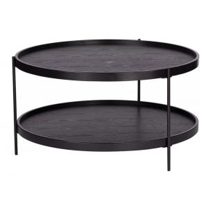 Modern Apartment Wooden Iron Round Coffee Table Loose Furniture Black White