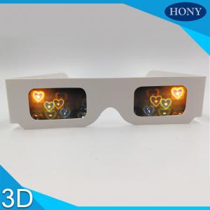 China Double Cardboard Frame heart diffraction glasses , 3d eye glasses For Lovers supplier