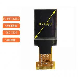 China 0.71 Inch PMOLED Display Module , 48x64 Resolution, 14 Pins IIC Interface ,  Driving IC SSD1306 supplier