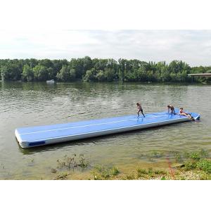Long Blue Smooth Rubber Air Tight Yoga Mat , Floating Inflatable Air Track For Water