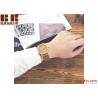 Custom logo low moq genuine leather band bamboo wood watch