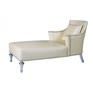 Modern Cream Leather Two Arm Chaise Lounge Stainless Steel For Hotel