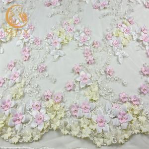 China Las telas nupciales africanas de lujo del cordón hicieron punto las flores multicoloras del trabajo hecho a mano supplier
