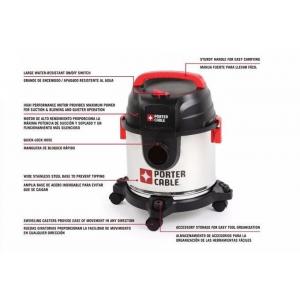 China 15L Commercial Wet Dry Vacuum Cleaner With Stainless Steel Porter Cable supplier