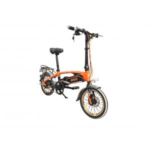 250W Collapsible Electric Bike Orange Small Commuter Electric Bike Folding