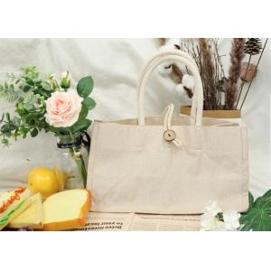 Natural Jute Shopping Bag Customized With Cotton Weabing Handle And Button