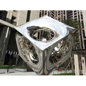 China Contemporary Stainless Steel Sculpture Light Cube Highly Polished Plaza Decoration supplier