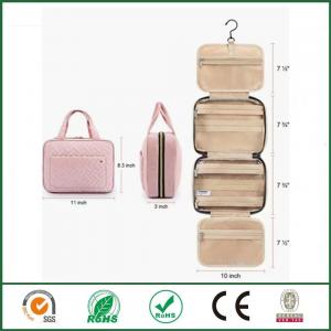 Travel Toiletry Makeup Bag Cosmetic Storage Box Pleats Cotton Peach Fur Beautiful