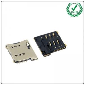 China Micro Sim Card Adapt Push Push SMT Type H=1.35 6 Pin Slot Socket Connector supplier
