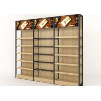 China 16mm Thick Wooden Convenience Store Display Shelves Light Duty Gondola 400mm width on sale