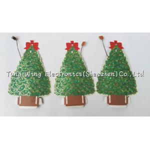 China 4C Printing Musical Greeting Card AG10 Battery Christmas Tree Shaped supplier