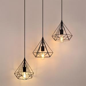 Retro industrial geometric pendant lights iron indoor lighting restaurant coffer black pendant light(WH-VP-61)
