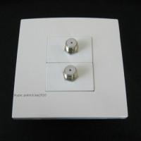 Television Ground Plate 86x86mm Satellite TV Wall Plate Socket x 2 Digital TV Connector