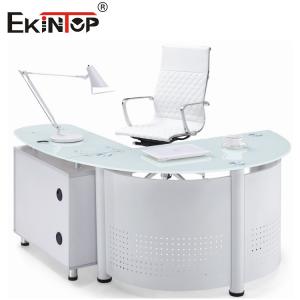 White Black Tempered Glass Computer Desk Desktop Home Office Table