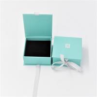 China Blue Crepack Cardboard Jewelry Gift Boxes EVA Ring Paper Earrping Pendant Box With Ribbon on sale
