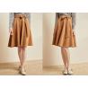 China Camel Belted Knee Length Ladies Dress Skirt Suede Belted Bow Tie Whole Flare wholesale