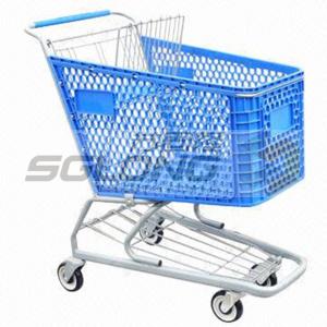 China 125mm Caster Supermarket Shopping Cart Plastic Grocery Carts 20Kg Unit Weight supplier