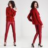 New Arrival Elegant Red Woman Autumn Long Sleeve Low V-neck Blouse and Ladies