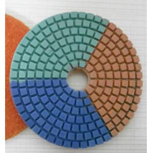 China Tripple Color Wet Diamond Polishing Pads For Concrete / Marble 3-5 Inches supplier