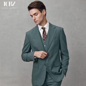 China Formal Business Jacket in Grass Green Wool/Silk Fabric for Men's Slim Fit and Design supplier