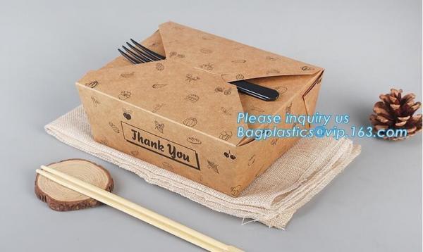High Quality Custom PE Coated Disposable Kraft Paper Lunch Box,Rectangle Folding