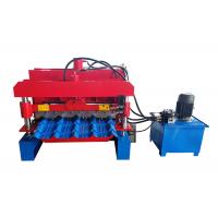 China Feeding Guide Steps 914mm Glazed Roof Tile Roll Forming Machine Hydraulic Cutting on sale