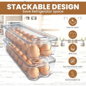 China Home Egg Container With Lid And Handle For Refrigerator Organization- Pack Of 2 - Clear Stackable Egg Holder For Kitchen Or Pantry Organizers And Storage wholesale