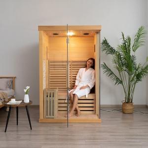 Sauna de vapor tradicional para interiores de 2 personas de madera de cedro rojo de Canadá para el hogar