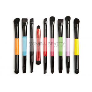 China Rainbow Color Mini Dual Ended Makeup Brushes Travel Size For Foundation And Powder supplier