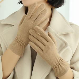 Khaki Color Wool Ladies Warm Winter Gloves Fashion Design Women Hand