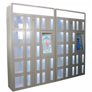 China Cold Rolled Steel Locker Vending Machine With Advertising Function Transparent Doors supplier