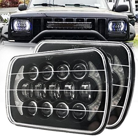 China 85W Rectangle Jeep Wrangler Yj Led Headlights , 5x7 Cree Led Headlights With DRL supplier