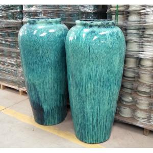 China 44x88cm Ceramic Outdoor Pot , Green Large Ceramic Pots For Outdoor Plants supplier