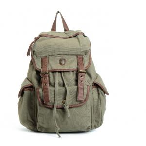 China Vintage Canvas Leather Backpack School Bag Satchel For Outdoor Hiking / Climbing supplier
