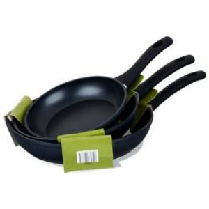 China Promotion Durable Non-stick Ceramic Aluminum Kitchen Pots and Pans Set, 8, 9.5, 11 inch Black Color Fry Pan Set supplier