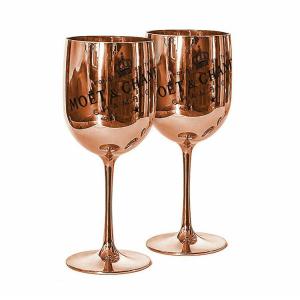 Rose Gold Plating Moet & Chandon Branded Wine Accessories Acrylic Champagne Glasses Flutes